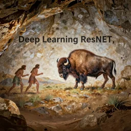 Cave painting of Deep Learning ResNet, I saw this cave painting of ancient humans hunting bison using a resnet