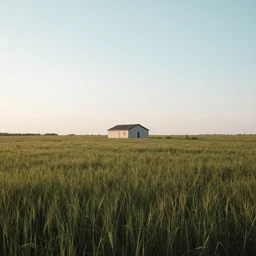 A serene landscape with a singular building in the style of instagram