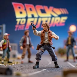 diorama of back to the future, close up photo, 8k, bokeh