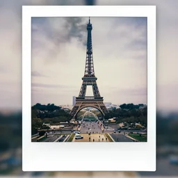 extensive smoke rising from the top of the eiffel tower, aerial view, several police cars and crowds running across the ground, polaroid, 6 0's, hyperrealism, no blur, 4 k resolution, ultra detailed