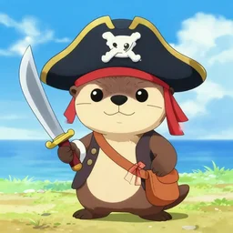 album cover of cute pirate otter with a cutlass by akihiko yoshida