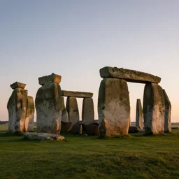 stonehenge lintels hovering at dusk, concept art