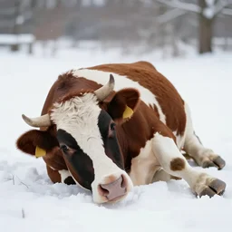 Meme with a lying cow. The lying cow is supposed to express the aggravated tiredness. In winter you are more tired thanks to the lower number of hours of sunshine. The font is Impact.