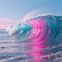 cyberpunk syntwave beach, midday, pink neon lights, futuristic, cgsociety, in the style of artstation