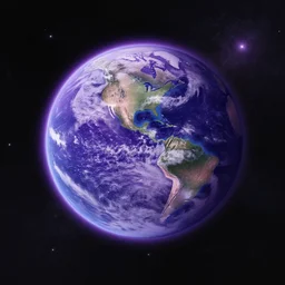 a detailed digital painting of a earth - like planet orbiting a large purple sun in space, by alena aenami, petros afshar and greg rutkowski trending on artstation, deviantart, planet, clouds, earth, exoplanet, stars, nubulae