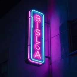 a neon sign on the side of a building, cyberpunk art by elsa bleda, unsplash, postminimalism, glowing neon, neon, retrowave