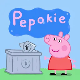 Peppa pig Robbing a bank, digital art but as photography