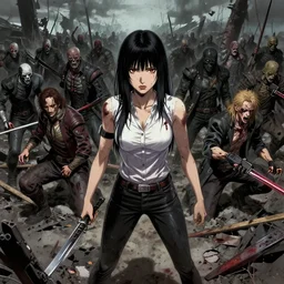 hyper realistic sanemi shinazugawa murders his way through an entire army on the destroyed battlefield, greg rutkowski, brom, james gurney, mignola, craig mullins, alan lee