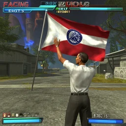 Barack Obama capturing the flag in Facing Worlds, Unreal Tournament, 4k
