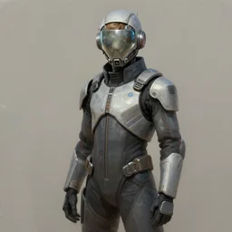 teenager in a futuristic boiler suit and mask, sci fi concept, painterly