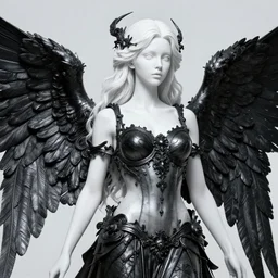 female angel queen white skinbeautifullong hairhyper details black metal rococo sculpted by Alex Alice Craig Mullins yoji shinkawa trending
