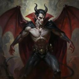 vampire demon, painting, good against evil, highly detailed, digital painting, smooth, beautiful angle, weak demon, sharp focus, illusion, ultra - realistic, 8 k, strong and powerful confident angle artgerm, greg rutkowski and alphonse mucha