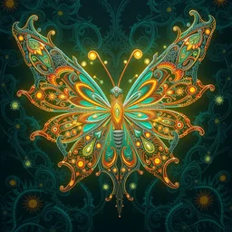 wonderful cyberpunk butterfly of fractals and patterns, hyper detailed, intricate and detailed, ornate 8 k gorgeous intricate detailed, octane render