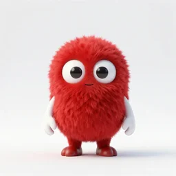 3 d render of completely red hairy friendly antropomorphic cartoony creature wearing white ray - ban shades, full body, simple, no nose, smiling, cute, white background, unreal engine 5 hdr