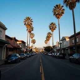 a california street, blue sky, summer evening, kenton nelson