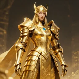 mandark as a golden gold, armor, high fantasy, vivid, surreal - n 9