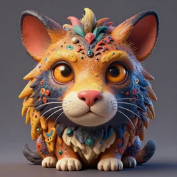 stylish colourful caricature - 3 d vfx art - of an animal, art style by zdzisaw beksinski & hsiao - ron cheng, character concept art, unreal engine render, digital illustration, sharp, intricate detail, volumetric light, ray tracing, soft light, claymation style, symmetric, acrylic on canvas, pinterest, artstation, behance,