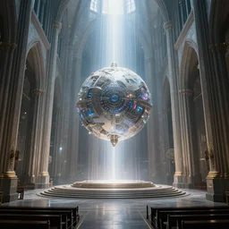 a device!!! to reset the universe inside!! an empty! cathedral!. sense of awe, hard science, light rays, establishing shot, concept art, digital art by greg rutkowski, intricate details