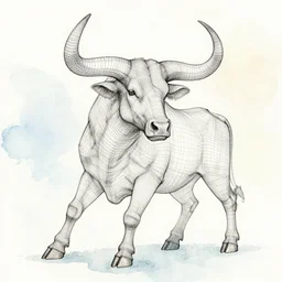 taurus, wireframe, water color, spain, 8 k, artstation
