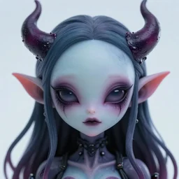 closeup of an adorable cyber demoness, cute eldritch, woman alien abomination of unimaginable horror by h. r. giger and junji ito, speculative evolution, psychedelic illustration, op art brain, sticker illustration