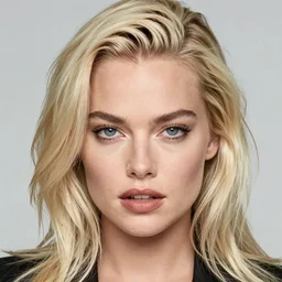 a color photograph of margot robbie, by tim walker, platinum blond, intense, bold, exaggerated, ultra sharp, extra details, ultra high quality, trending on pinteresst
