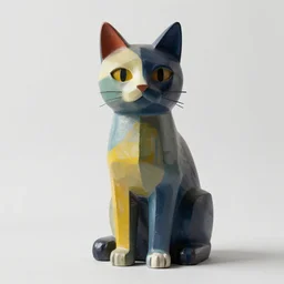 brutalist cat sculpture painted by edward hopper
