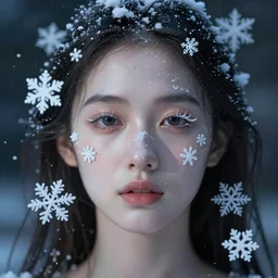 surreal photography snowflakes with human visage
