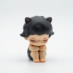 toonix character, sad, high quality, looking down, white background, innocent looking, figurine, shadow beneath character,