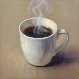 a mug of coffee, oil painting