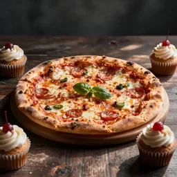 pizza and cupcakes