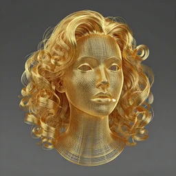 a gold wire structure, hollow, beautiful, portrait, artstation, curls n - 9