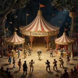 a beautiful painting of an elaborate circus by hieronymous bosch and beeple