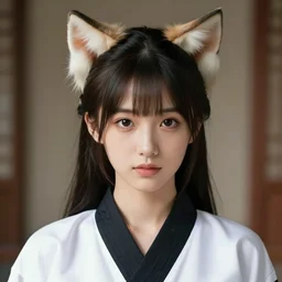 A beautiful woman with cat ears in martial arts attire || cute-fine-face, pretty face, realistic shaded Perfect face, fine details. Anime. realistic shaded lighting poster by Artgerm and Sakimichan