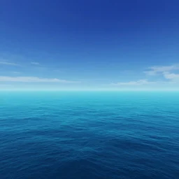 beautiful cinematic view of an alien azure ocean under a blue sky on an alien world, by John Harris, Federico Pelat, Ivan Aivazovsky, Matte Painting, 4k,