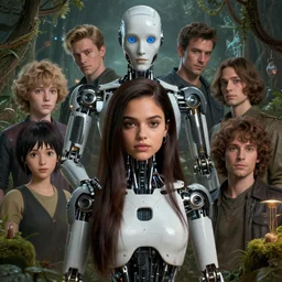 intimacy, altered carbon, highly detailed surreal vfx portrait of a robot android, young ana de armas, madison beer, stephen bliss, unreal engine, greg rutkowski, loish, rhads, beeple, makoto shinkai and lois van baarle, ilya kuvshinov, rossdraws, tom bagshaw, global illumination, detailed and intricate environment