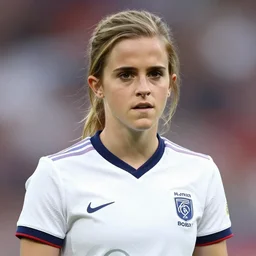 emma watson as football player, hyper realistic