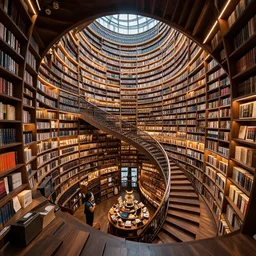 professional photograph of an infinite spiral stair library, fantasy - style, fancy, 4 k, 8 k, hd