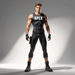 Apex legends cyberpunk fitness dude. Concept art by James Gurney and Mœbius.