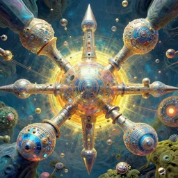 dmt trip to another dimension with geometrical entities by raymond swanland, highly detailed, bright tones