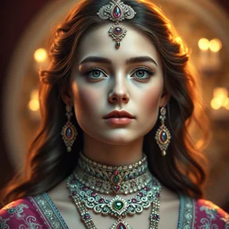 portrait of teenage princess. ornate and intricate jewelry. glowing background lighting. 4 k. octane render.