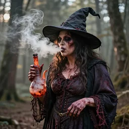 fat smelly putrid witch smokin bong. the goblin witch is rotting. the witch burns in sunlight.