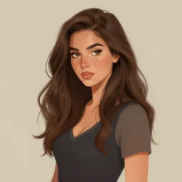 a beautiful brunette girl caracter, art by hethe srodawa
