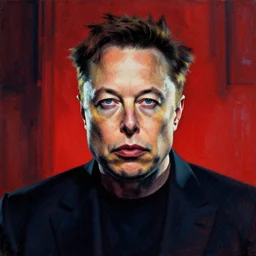 brutalist ambient atmospheric demon evil elon musk oil painting portrait, symbolic, volumetric lighting, award - winning, perfection, ambitious, ambient occlusion, vibrant, 4 k hd, grainy,