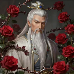 beautiful confucius surrounded by thorns and roses, attractive face, photo by alexey gurylev, high detail, clear focus, concept art, league of legends, shumolly style, monable, artgerm, greg rutkowski, zeronis, pilen and ruan jia
