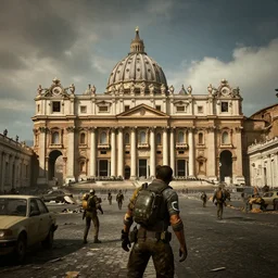 vatican city in ruins post - nuclear war in fallout 4, in game screenshot