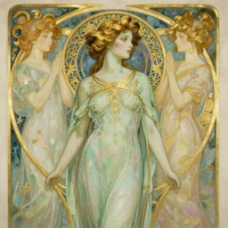 eva green | highly detailed | very intricate | art nouveau | gold filigree | storybook illustration | soft cinematic lighting | award - winning | painted by mandy jurgens and alphonse mucha and alena aenami | pastel color palette | featured on artstation