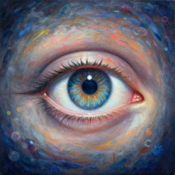 an eye inside the milyway, abstract highly detailed painting