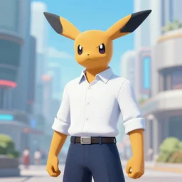 character portrait of a Incineroar pokemon wearing a dress shirt and slacks in a futuristic city. Character design by charlie bowater, ross tran, artgerm, and makoto shinkai, detailed, inked, western comic book art
