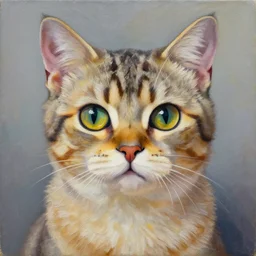 a beautiful painting toy cat, by jean michel basquiat award - winning art in realistic oil painting