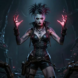 a character portrait of a fully clothed female mutant raver / punk using her mutant powers in the style of h. r. giger / zdzisław beksinski / david cronenberg trending on artstation deviantart pinterest hyper detailed photorealistic highlights and shadow hd 8 k post - processing high resolution
